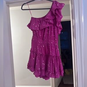 Pink Gold Star One shoulder Dress